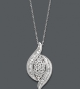 Style and grace. This fluid, marquise-shaped pendant dazzles in round-cut diamonds (1/2 ct. t.w.). Setting and chain crafted in 14k white gold. Approximate length: 18 inches. Approximate drop: 3/4 inch.