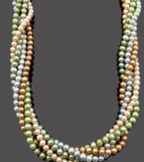 Spring awakening. Infuse your look with a touch of color in this chic cultured freshwater pearl necklace (5-7 mm). Features five multicolored strands twisted and held together with a sterling silver clasp. Approximate length: 18 inches.