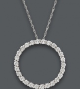 Subtly shimmering and eternally stylish! This exquisite pendant features a classic open-cut circle decorated by sparkling, round-cut diamonds (1 ct. t.w.). Setting and chain crafted in 14k white gold. Approximate length: 18 inches. Approximate drop: 1 inch.