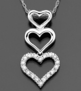 Let your look overflow with love. This sumptuous necklace features round-cut diamond accents set in 14k white gold. Approximate length: 18 inches. Approximate drop: 3/4 inch.