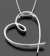 A symbol of love and encouragement. This heartening pendant is crafted in sterling silver and inscribed with the message, May happiness touch your life as warmly as you have touched the lives of others. Approximate length: 18 inches. Approximate drop: 1 inch.