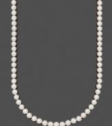 Add a touch of long and luxurious pearls to your look. This polished strand by Belle de Mer features A+ Akoya cultured pearls (8-8-1/2 mm) set in 14k gold. Approximate length: 36 inches.