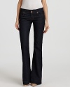 Work J Brand's dark-wash, flare-leg jeans for a directional, 70's-inspired silhouette.