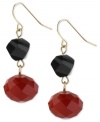 A winning combination. Black and red faceted beads come together quite nicely in this pair of earrings from Haskell. Crafted in gold-tone mixed metal. Approximate drop: 1-1/2 inches.