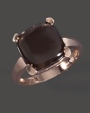 Gleaming smoky quartz cabochon set in 14K rose gold.