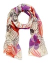 Colorful painterly flowers decorate this square silk scarf, an artsy style from kate spade new york.