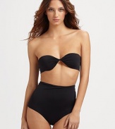 Sexy bandeau top is paired with versatile bikini bottoms that can be folded down, scrunched or high-waisted, providing desired coverage for a superior fit. Twisted bandeau top with light paddingTie backOptional spaghetti strapsDual seam bottoms for versatilityFully lined86% polyamide/14% elastaneHand washImported