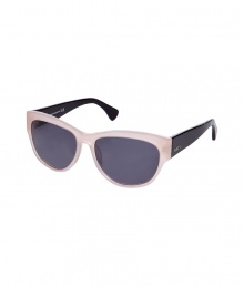 Rose and black sunglasses in slightly retro, upturned frame - Dark-tinted UV-protective lenses with comfortable nose bridge and wide temples - Perfect with feminine looks like wide swinging skirts or sundresses