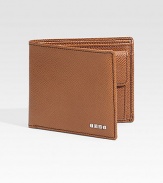 EXCLUSIVELY AT SAKS. A timeless leather classic, elegantly appointed in lightly textured leather with metal logo accents. One bill compartment Coin pocket Four card slots 4 X 3½ Made in Italy 