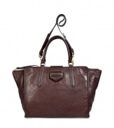 Rich, dark brown bag in soft cow and lamb leather - Designed in a trendy and functional shopper shape - Features short handle and a long, adjustable strap option - Gold-colored hardware - Top zipper closure - Beautiful, high-quality design upgrades business and leisure looks