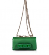 Inject a dose of hard-edge elegance into your outfit with Valentinos bright green leather tonal rockstud shoulder bag, detailed with a front handle perfect for converting into a covetable clutch - Flap with magnetic snap closure underneath, tonal rockstud-adorned front handle, removable chain-link shoulder strap, accordion style with 2 internal sections, inside back wall credit card slot - Carry as a polish to cocktail dresses or tailored separates