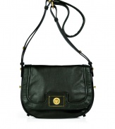 Detailed with a logo-engraved turnlock closure, Marc by Marc Jacobs deep green leather small messenger bag lends just the right dose of ladylike to your look - Flap with turnlock closure, belted shoulder strap, 2 inside front wall slot pockets - Sling across for work, school, or weekend shopping trips