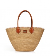 Stash away your warm weather essentials in Emilio Puccis characteristic print lined straw tote, detailed with smooth leather handles for a polished look - Leather double top handles, engraved logo plaque, characteristic print lining and top trim, 2 inside back wall slot pockets - Wear with a sundress and sandals in the city