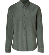 Stylish shirt made of fine, gray cotton - Slim silhouette with small collar, placket and long sleeves - Rounded seam edges make it chic yet casual - Style with chinos, v-neck cardigan and favorite slip-ons