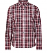 Add a touch of downtown cool to your casual ensembles with this sophisticated checked shirt from Michael Kors - Spread collar, long sleeves, front button placket, slim fit, all-over check print- Pair with slim jeans, chinos, or corduroys