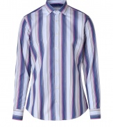 Playful and chic with its bright striping, Etros cotton button-down lends a characteristic fun edge to any outfit - Cutaway collar, long sleeves, buttoned cuffs, button-down front, shirttail hemline - Modern slim fit - Wear with a bright leather belt, tailored trousers and loafers