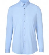 Finish off your workweek staples with this stylish stretch cotton button-down from Jil Sander - Spread collar, front button placket, long sleeves, buttoned cuffs, shirttail hemline - Slim fit - Pair with jeans, trousers, chinos, or cords