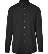 Finish off your workweek staples with this stylish stretch cotton button-down from Jil Sander - Spread collar, front button placket, long sleeves, buttoned cuffs, shirttail hemline - Slim fit - Pair with jeans, trousers, chinos, or cords