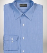 This classic blue dress shirt from Lauren by Ralph Lauren adds to your polished professional look.