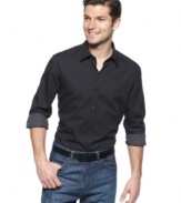 Lighten up. This light weight button-front shirt from Hugo Boss BLACK is ideal for your seasonal casual look.