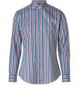 Playful and chic with its bright striping, Etros cotton button-down lends a characteristic fun edge to any outfit - Cutaway collar, long sleeves, buttoned cuffs, button-down front, shirttail hemline - Modern slim fit - Wear with a bright leather belt, tailored trousers and loafers