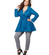 The A-line shape lends a feminine flair to this Steve Madden plus size coat -- perfect for a stylish spring look!