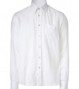 Casual shirt from St. Tropez status label Vilebrequin - in fine lightweight linen, in elegant white - decoratively embroidered - modern slim cut, with small collar and chest pocket - fits perfectly with jeans, shorts or light pants - absolute universal: for Casual Fridays in the office, for leisure or for festive summer occasions