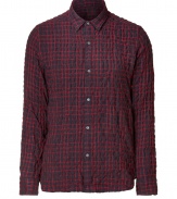 Super stylish red brick plaid long sleeve shirt - This urbane-meets-rugged cotton and wool blend shirt is perfect for fall - Try this with an of-the-moment retro wool coat and dark blue jeans - Style with relaxed fit jeans and brogues for classic cool