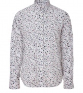 Infuse casual-cool into your off-duty look with this slim fit button down from PS by Paul Smith -Small spread collar, front button placket, button-detailed cuffs, rounded hem, all-over floral print - Style with chinos, a V-neck cardigan, and loafers