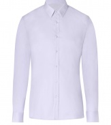 Bring high style to your workweek look with this sleek button down from Hugo - Small spread collar, front button placket, slim fit, curved hem - Pair with a slim suit or with jeans for a casual-cool ensemble