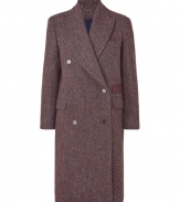 Classic menswear details add instant trend-right chic to this wool coat from Paul Smith - Wide notched lapels, long sleeves, double-breasted, front button placket, flap pockets, back vent, fitted silhouette - Wear with a blouse and sleek trousers or a cocktail sheath