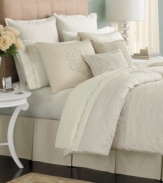 Elegant sanctuary. Intricate quilted details create a lush landscape in this ornate Marble Mist comforter set from Martha Stewart Collection. Soothing hues finish the set for a completely relaxing retreat.