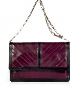 Ultra-stylish and cocktail-ready, this supple leather clutch from Hoss Intropia will elevate any look - Rectangle shape, front flap two-tone leather, convertible chain-detailed shoulder strap - Style with a cocktail frock and statement heels