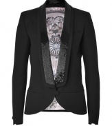 Intricately embellished with a shimmering black beaded collar, Emilio Puccis tuxedo jacket is an exquisite take on the menswear look - Bead-embellished shawl collar, long sleeves, buttoned slit cuffs, front button closure, printed lining - Tailored fit - Wear as a glamorous finish to jet black separates and streamlined leather accessories