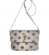 With a cool fusion of dots and lizard print, the crossbody bag gets a punchy remix with this PVC version from Marc by Marc Jacobs - Classic flap-over shape, turnlock closure, belted shoulder strap, inside zippered back wall pocket, 2 front wall slot pockets - Wear with an elevated jeans-and-tee ensemble or with a casual cocktail look