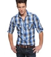 This classic western-inspired plaid from INC is a modern accent to your rugged casual look.