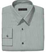 Slim down with some stripes on this long-sleeved dress shirt from Via Europa. (Clearance)