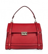 The ultimate investment bag, this Valentino purse boasts a classic shape with modernized styling - Top carrying handle, front flap, gold-tone hardware and front stud detail - Perfect for everyday use or for early evening cocktails