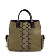 The classic tote gets a high style redux with Belstaffs embossed leather and suede Chesterfield bag - Classic tote shape, suede with snake embossed leather trim and decorative front detailing, side flap pockets, silver-tone hardware - Perfect for everyday use or pared-down off-duty cool