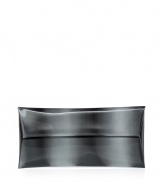 Finish your look on a futuristic note with Jil Sanders ultra unique iridescent envelope clutch - Flap with snap closures, flat silhouette, two front slit pockets - Pair with minimalist separates for a fashion-forward finish