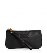 Compact yet incredibly chic, this supple leather wristlet from Marc by Marc Jacobs is the perfect style solution for a night out on the town - Small rectangular size, top zip closure, front logo plaque - Wear with a cocktail-ready look