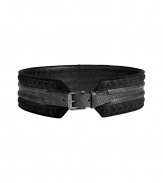 Pull together timeless-modern looks with Belstaffs chic embossed leather/suede belt, detailed with modern stitching for an understated urban edge - Textured front buckle closure, smooth leather reverse - Layer over fitted knit dresses and finish with jet black accessories