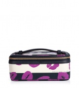 Travel with your favorite makeup essentials with this lip print covered cosmetic case from Marc by Marc Jacobs - Lip-detailed rectangular shape with zip-around closure, top handle, large compartment and mirror, leather trim - Perfect for daily use or as a thoughtful gift