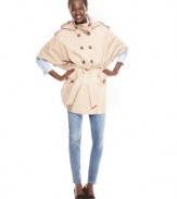 In a the season's hottest silhouette, this cape-style DKNY coat is perfect topping off spring's colored skinny jeans!