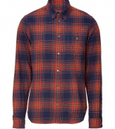 Channel the rugged-cool look of the moment in this stylish plaid button down from Marc by Marc Jacobs - Spread collar, long sleeves, front button placket, single chest pocket, curved hem, slim fit - Pair with straight leg jeans, a shawl collar cardigan, and suede boots