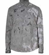 Edgy and ultra modern, Each Others grey tie-dyed shirt guarantees a unique finish to your Downtown look - Classic collar, long sleeves, buttoned cuffs, button-down front, shirttail hemline - Contemporary straight fit - Wear with modern tailored trousers and chunky lace-up moto boots