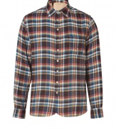 The classic shirt gets an easy-chic remix in Rag & Bones partial button-down flannel, finished with colorful plaid for that laid-back edge - Classic collar, long sleeves, buttoned cuffs, partial button-down front placket, shirttail hemline - Classic straight fit - Wear with slim trousers and edgy boots, or over jeans with pullovers for a rugged look