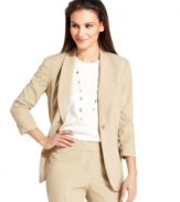 Nine West kept things sleek and simple on this jacket, adorning it with a single button closure and giving the chic  shawl collar center stage.