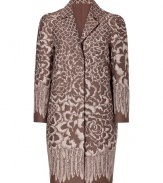 Showcase your impeccable style with this luxe floral print coat from Philosophy di Alberta Ferretti - Spread collar, long sleeves, concealed front placket, relaxed silhouette with tapering at hem, all-over floral print - Pair with a cocktail-ready sheath dress or cropped trousers and a silk blouse