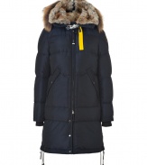 Whether youre hitting the city or the slopes this season, Parajumperss navy down coat is a sporty-luxe cold-weather essential - Water- and wind-resistant outer has an elegant, light sheen - Slim cut, quilted style hits above the knee - Full zip and snap closure - Raccoon-trimmed hood features a rabbit lining - Drawstring ties at hem, two oversize diagonal pockets at hips - Fashionable and functional, a stylish must for all casual winter looks